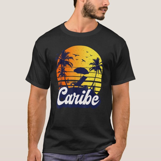 T-shirt Caribe Sunset Beach Retro (Devant)
