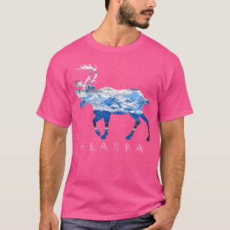 T-shirt Caribou de l'Alaska Avec Scène De Montagne Des Nei