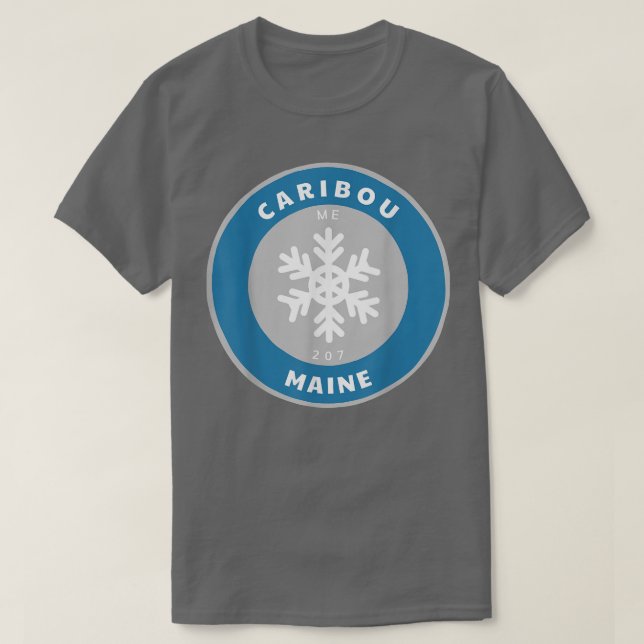 T-shirt Caribou Maine ME Hiver Neige Flocon de neige Badge (Design devant)