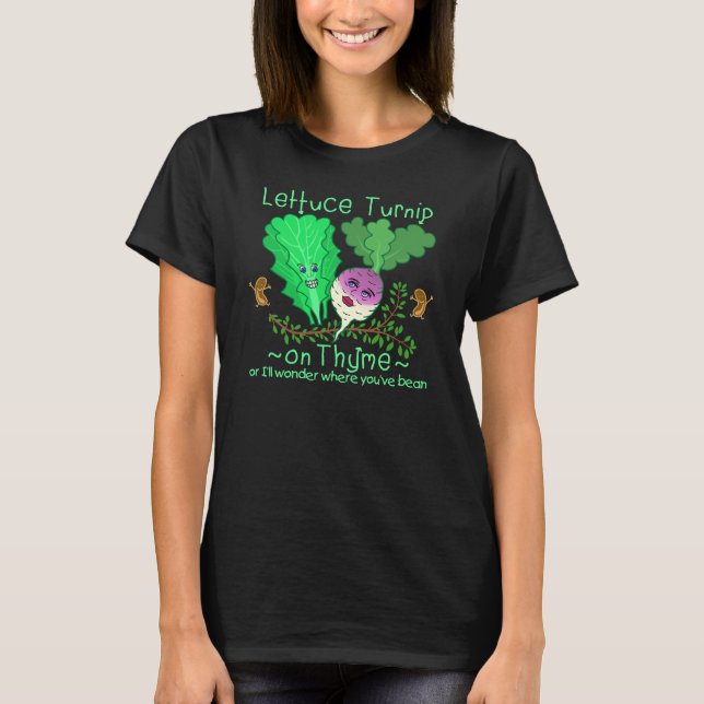 T-shirt Caricature à base de lait amusant Turnip Thyme Pun (Devant)