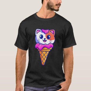 T-shirt Caricature à la crème glacée de chats mignons