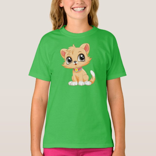 T-shirt Caricature adorable de chat (Devant)