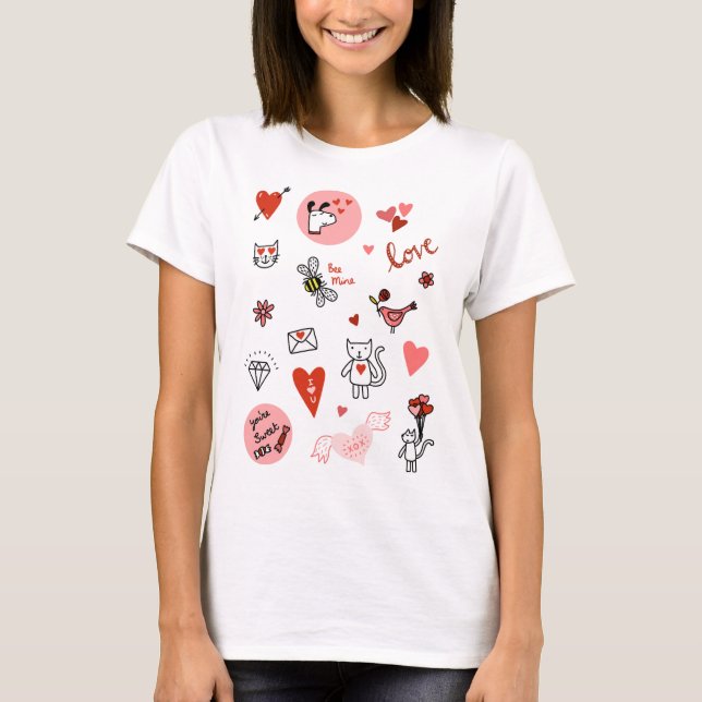 T-shirt Caricature adorable pour chats (Devant)