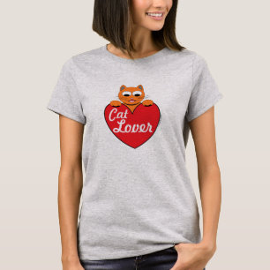 T-shirt Caricature Amoureux des chats Cute Orange Chat Red