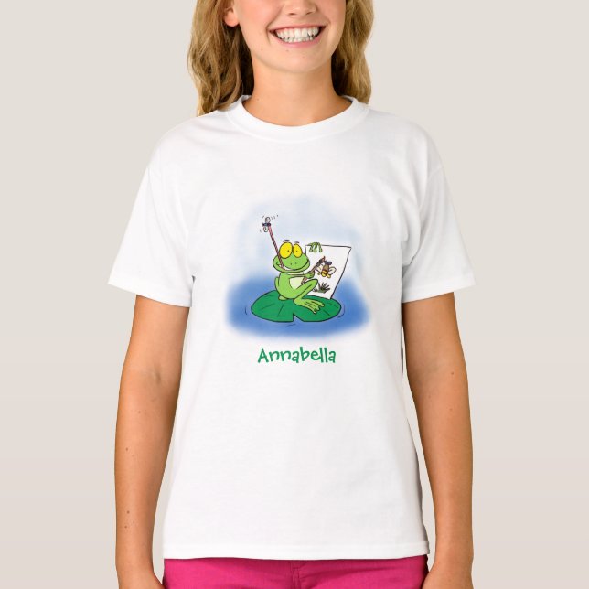 T-shirt Caricature amusante de grenouille verte (Devant)