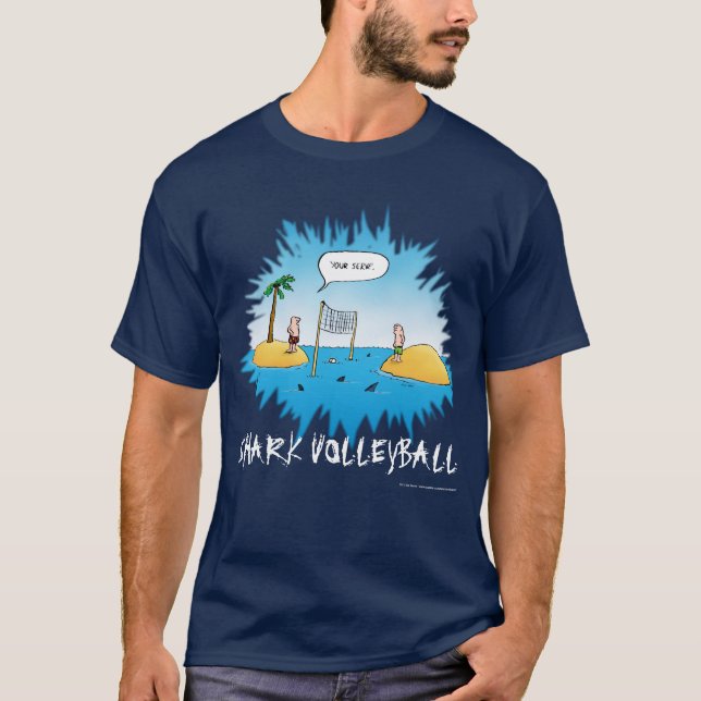 T-shirt Caricature amusante de Shark Volleyball (Devant)