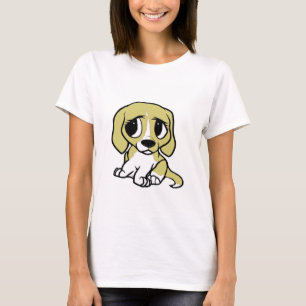 T-shirt Caricature beagle citron blanc