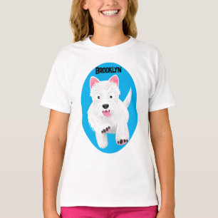 T-shirt Caricature blanche de terrier de l'ouest
