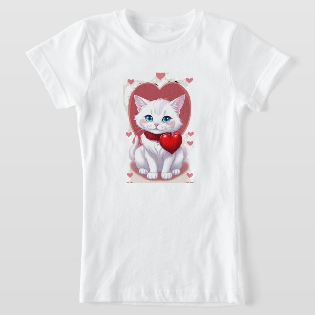 T-shirt caricature chaton blanc mignon (Créateur téléchargé)