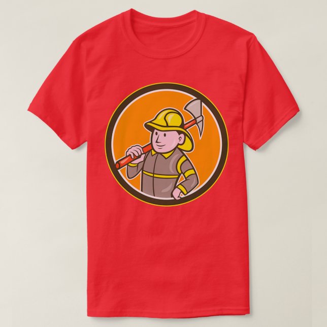 T-shirt Caricature circulaire pompier (Design devant)