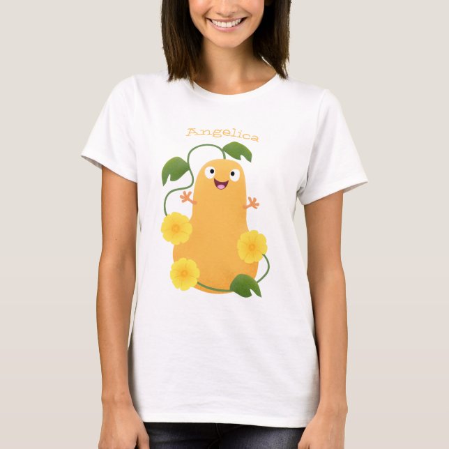 T-shirt Caricature citrouille gourde en beuret joyeux (Devant)
