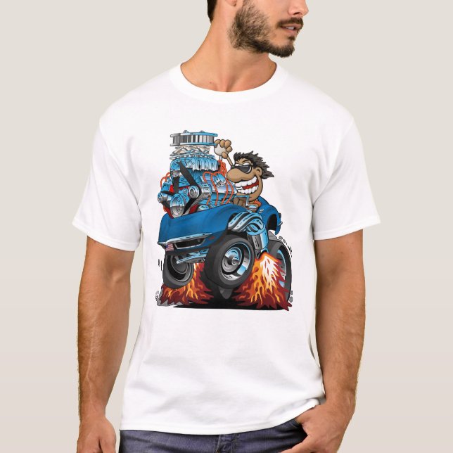 T-shirt Caricature classique de la voiture de sport améric (Devant)
