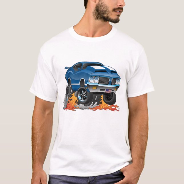 T-shirt Caricature classique des années 70 American Muscle (Devant)