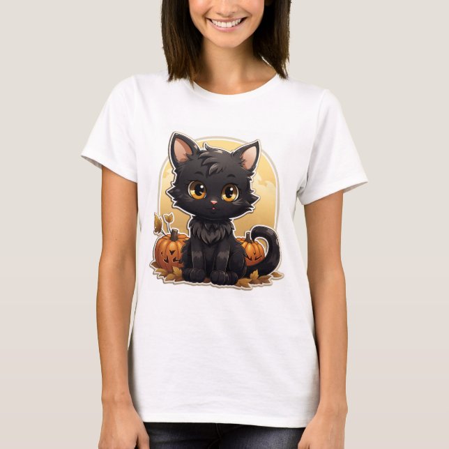 T-shirt Caricature cool Halloween Chat (Devant)