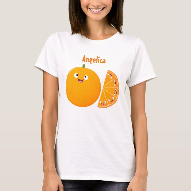 T-shirt Caricature d'agrumes d'orange (Devant)