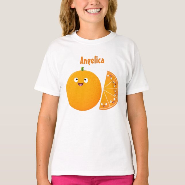 T-shirt Caricature d'agrumes d'orange (Devant)