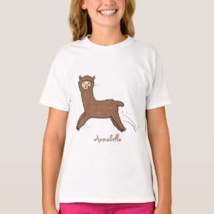 T-shirt Caricature d'alpaga brun joli