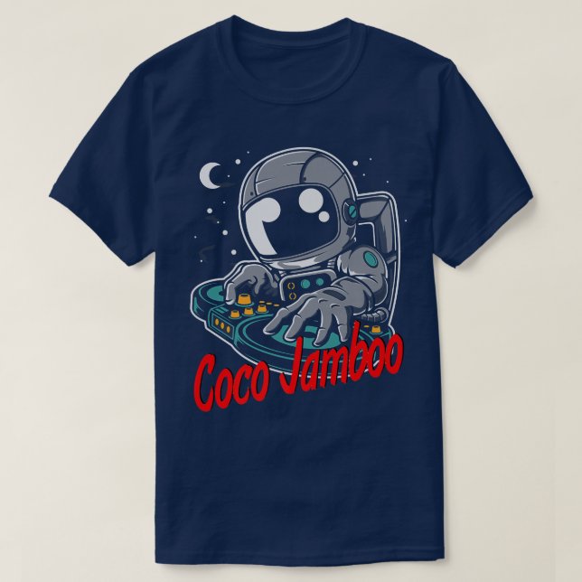 T-shirt Caricature d'astronaute Coco Jambo Jouer Dj Premiu (Design devant)