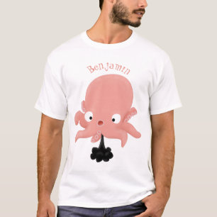 T-shirt Caricature de bébé pieuvre rose mignonne humour