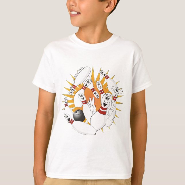 T-shirt Caricature de Bowling Pins Strike (Devant)
