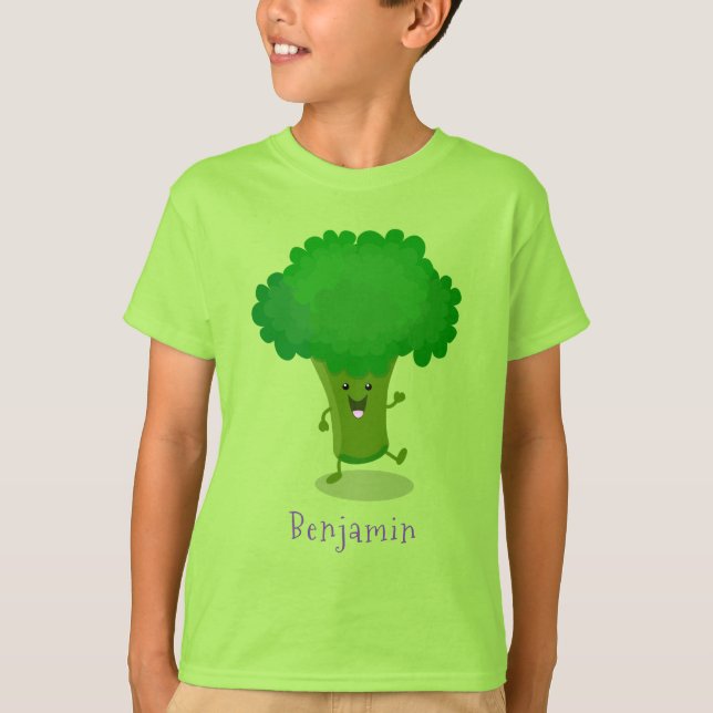 T-shirt Caricature de brocoli dansant Cute kawaii (Devant)