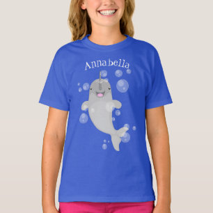 T-shirt Caricature de bulles de narval joyeux