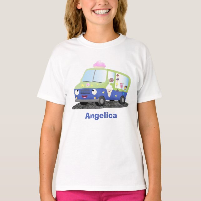 T-shirt Caricature de camion de glace joli (Devant)