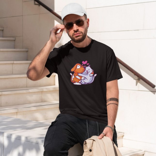 T-shirt Caricature De Cat Et Chien Accrochée (Créateur téléchargé)