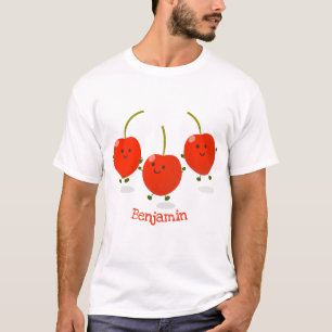 T-shirt Caricature de cerises rouges à sauter mûr