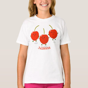 T-shirt Caricature de cerises rouges à sauter mûr