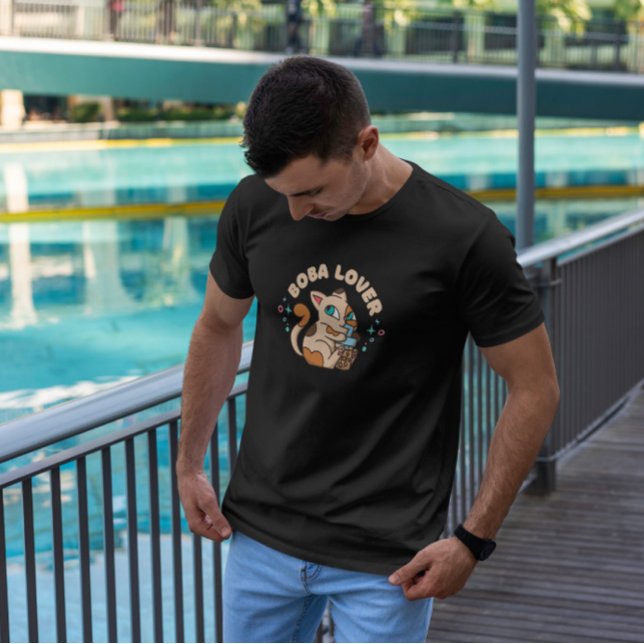 T-shirt Caricature de chat de thé Boba (Créateur téléchargé)