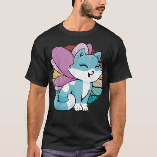 T-shirt Caricature de chat vintage avec ailes de fées, mag