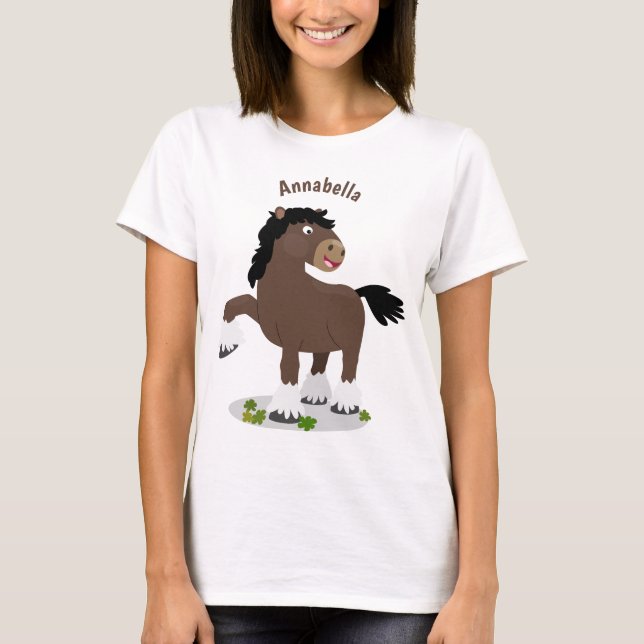 T-shirt Caricature de cheval de trait de Cute Clydesdale (Devant)