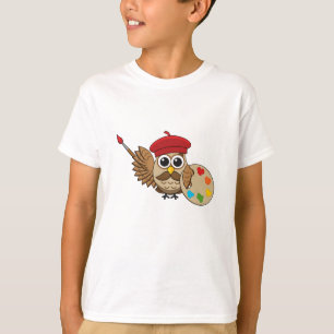 T-shirt Caricature de Chouette Peintre Cute