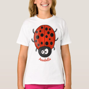 T-shirt Caricature de coccinelle rouge joyeux