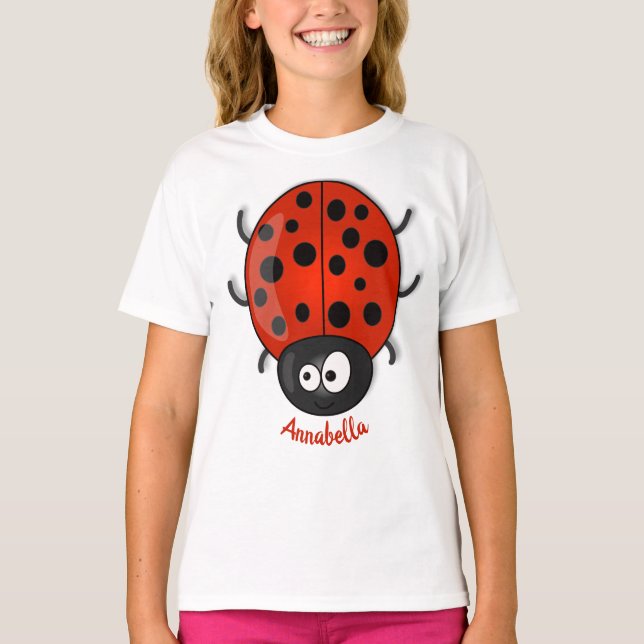 T-shirt Caricature de coccinelle rouge joyeux (Devant)