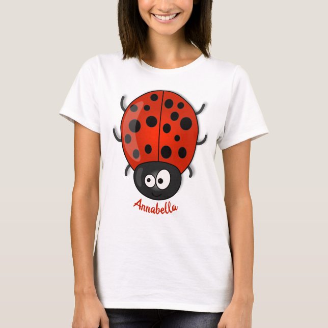 T-shirt Caricature de coccinelle rouge joyeux (Devant)