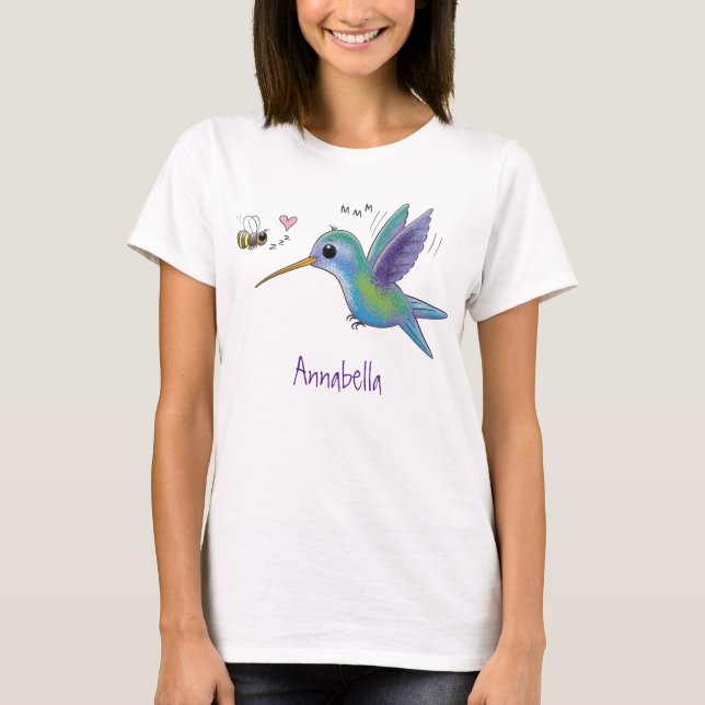 T-shirt Caricature de colibri d'abeille mignonne (Devant)