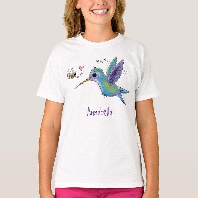 T-shirt Caricature de colibri d'abeille mignonne (Devant)