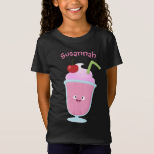 T-Shirt Caricature de crème glacée de fraise mignonne
