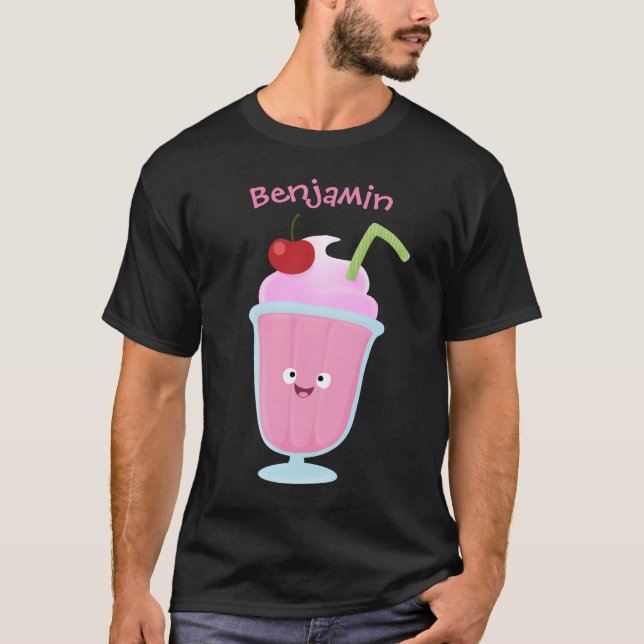 T-shirt Caricature de crème glacée de fraise mignonne (Devant)
