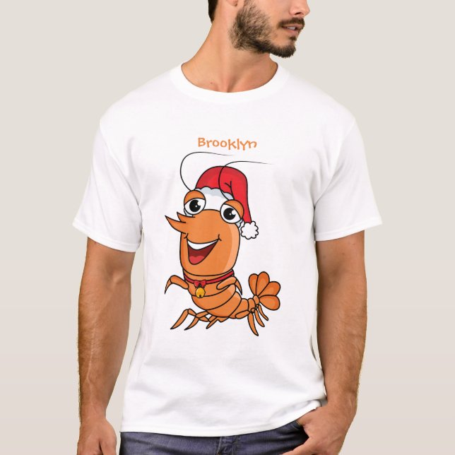 T-shirt Caricature de crevettes de Noël joyeux (Devant)