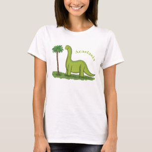 T-shirt Caricature de dinosaure de brontosaurus vert migno