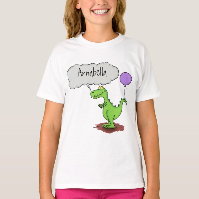 T-shirt Caricature de dragon dragon drôle et vert respiran (Devant)