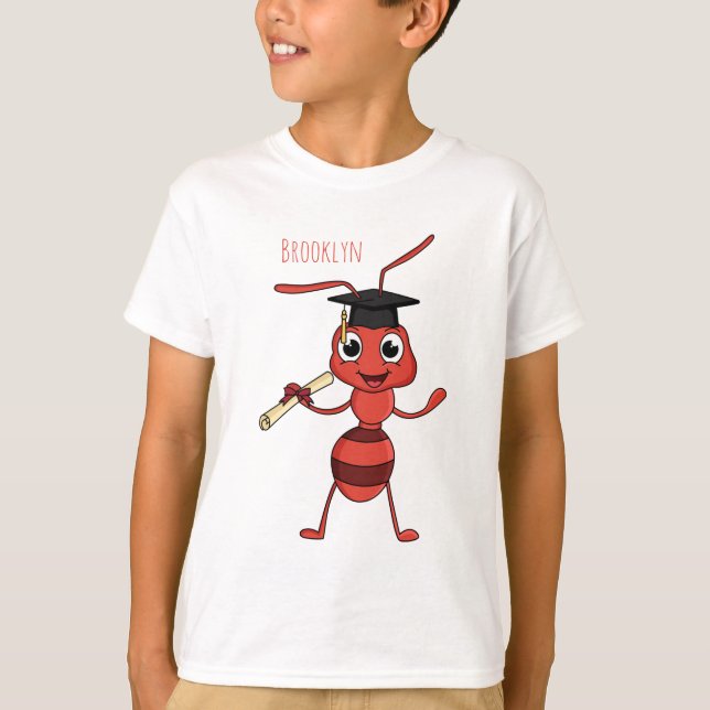 T-shirt Caricature de fourmi rouge joyeux (Devant)