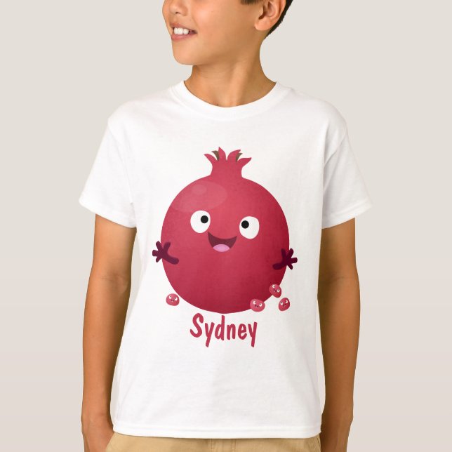 T-shirt Caricature de fruits à la grenade joyeux (Devant)