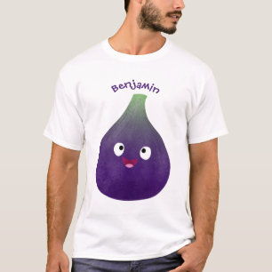 T-shirt Caricature de fruits mauve joyeux aux figues