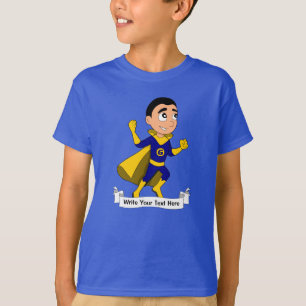 T-shirt Caricature de garçon super-héros personnalisée