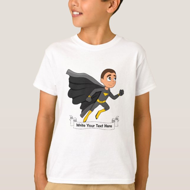 T-shirt Caricature de garçon super-héros sur mesure (Devant)