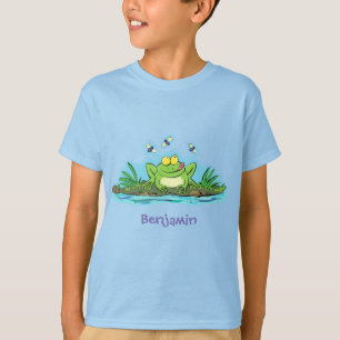 T-shirt Caricature de grenouille vert mignon